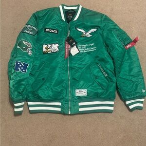 NWT New Era x Alpha Industries Philadelphia Eagles Kelly Green Bomber Jacket XXL